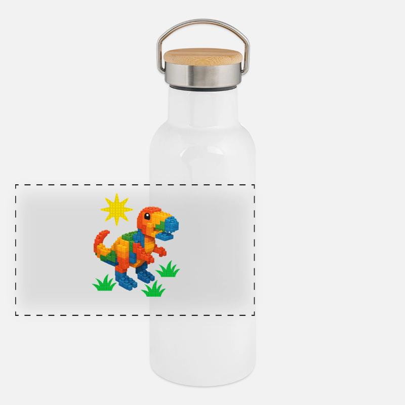 dinosaure fait de briques Creative Block Builder Gourde isotherme avec bouchon en bambou