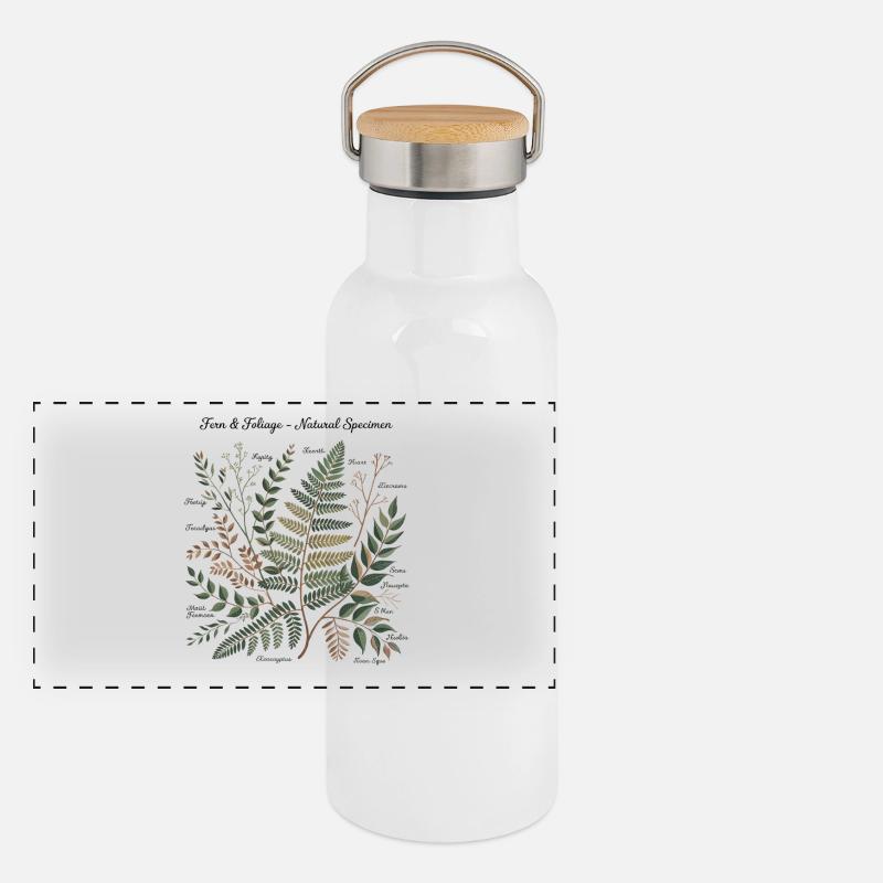 Botanische Kunst Panorama Thermosflasche mit Bambusdeckel