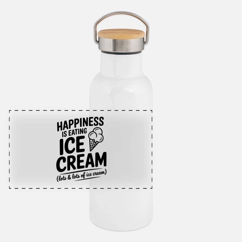 Glück ist Sahne essen Panorama Thermosflasche mit Bambusdeckel