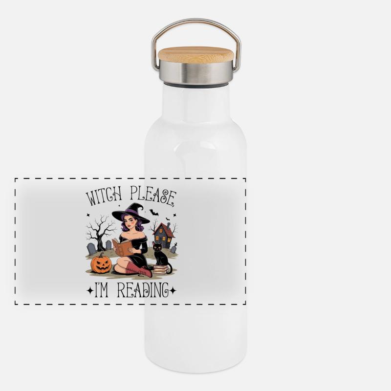Witch Reads by Pumpkin Glow Panoramic Thermal Bottle with Bamboo Lid