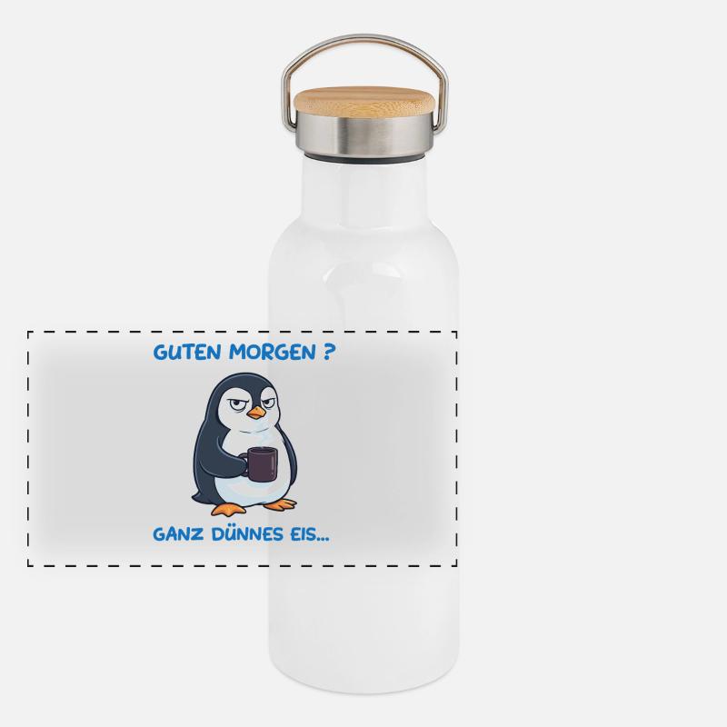 Dünnes Eis Mood Panorama Thermosflasche mit Bambusdeckel