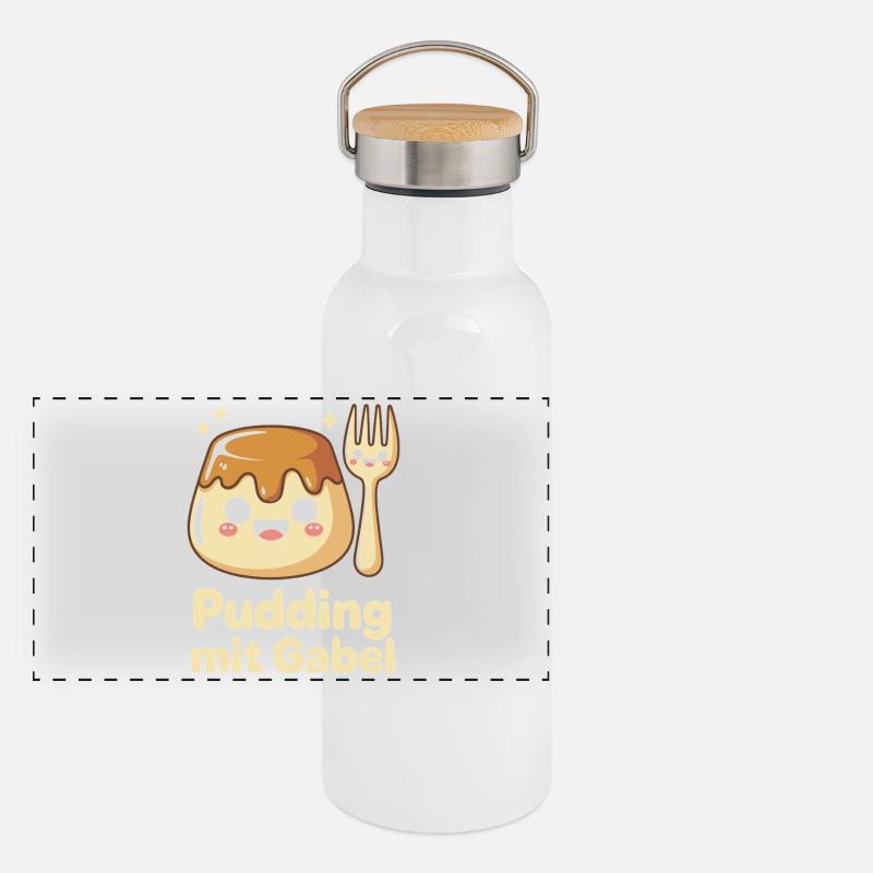 Pudding Mit Gabel Panorama Thermosflasche mit Bambusdeckel