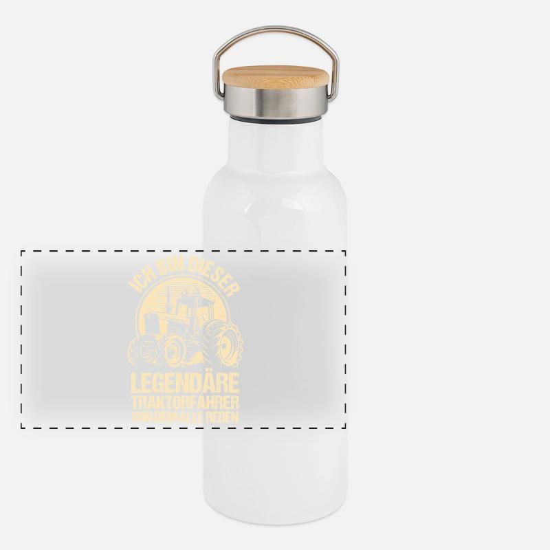 Landwirt Bauernhof Farmer Bauer Traktor Panorama Thermosflasche mit Bambusdeckel