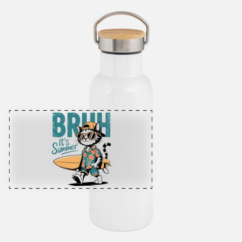 Chat surfeur avec planche de surf Gourde isotherme avec bouchon en bambou