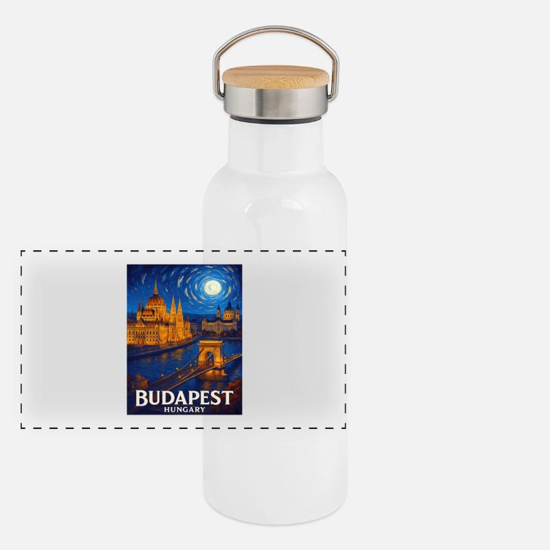 Budapest Ungarn Panorama Thermosflasche mit Bambusdeckel
