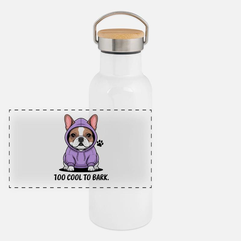 Trop froid pour aboyer : style bouledogue décontracté Gourde isotherme avec bouchon en bambou