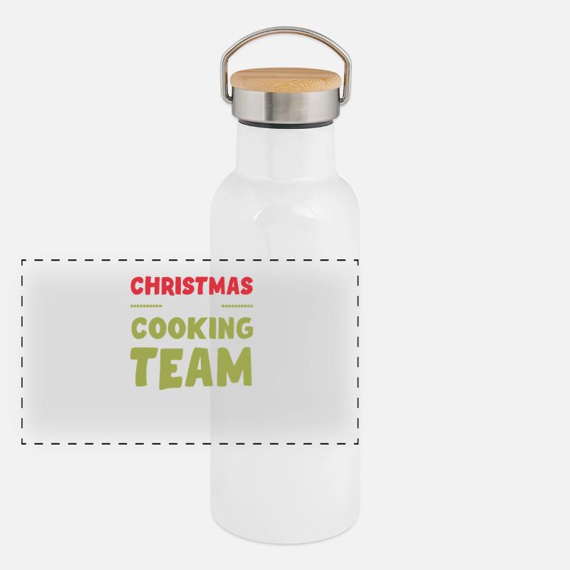 Weihnachts Kochen Backen Team Panorama Thermosflasche mit Bambusdeckel