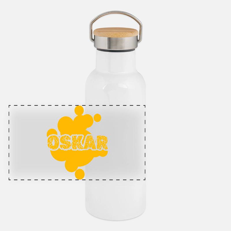 Oskar as a painter Panoramic Thermal Bottle with Bamboo Lid
