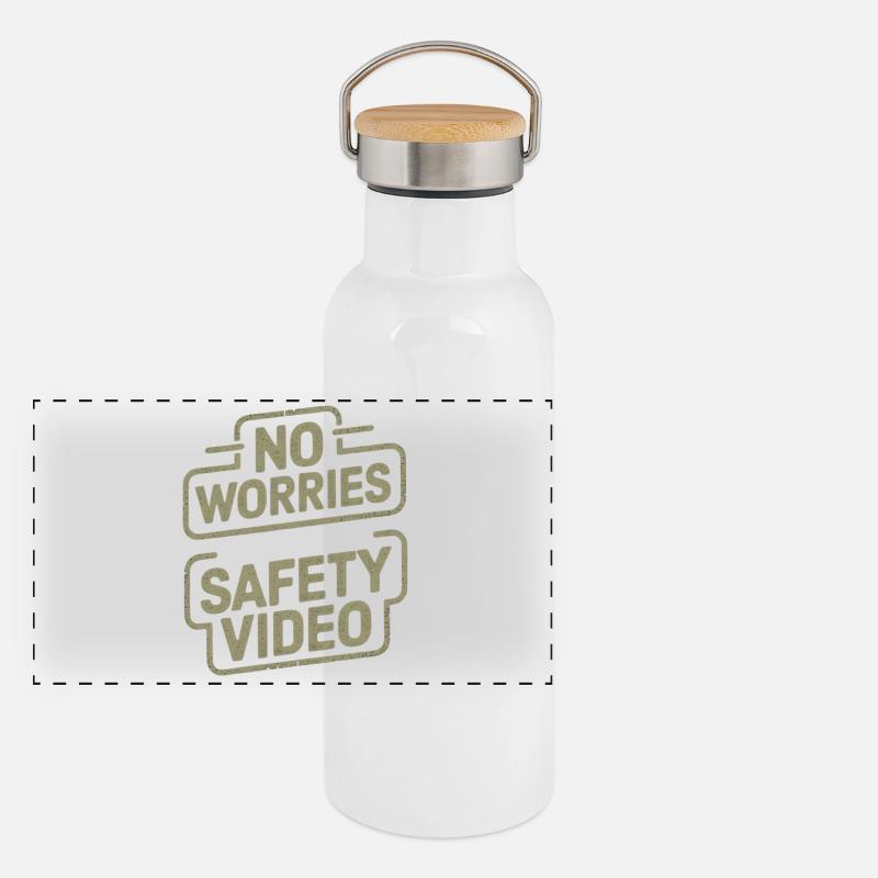 No Worries Sicherheitsvideo Meme Panorama Thermosflasche mit Bambusdeckel