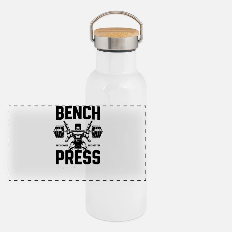 Bench Press Barbell Emblem Panoramic Thermal Bottle with Bamboo Lid