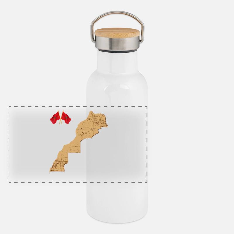 Map Morocco Vintage Flags Panoramic Thermal Bottle with Bamboo Lid