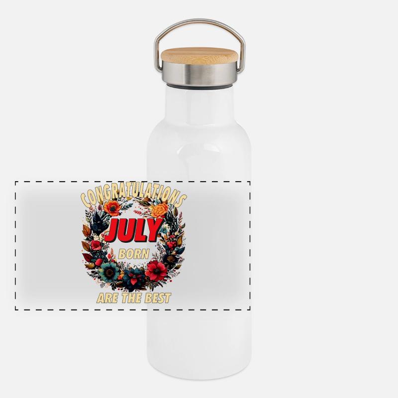 FÉLICITATIONS JUILLET Gourde isotherme avec bouchon en bambou