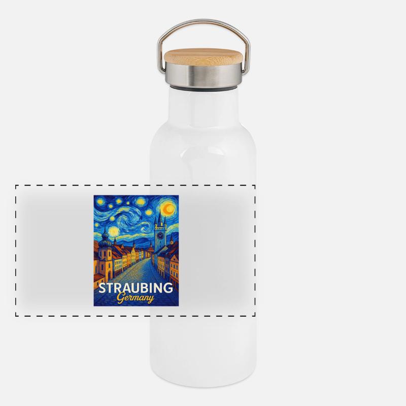 Panorama Thermosflasche mit Bambusdeckel