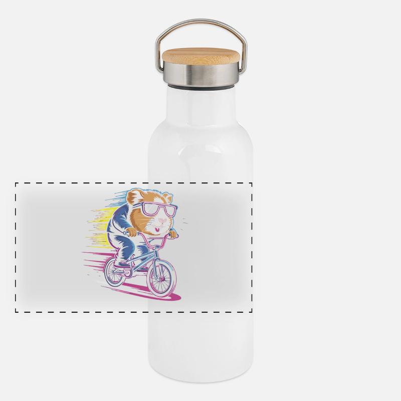 Raging hamster cyclist Panoramic Thermal Bottle with Bamboo Lid