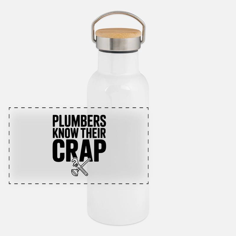 Plumbers Know Their Crap Panoramic Thermal Bottle with Bamboo Lid