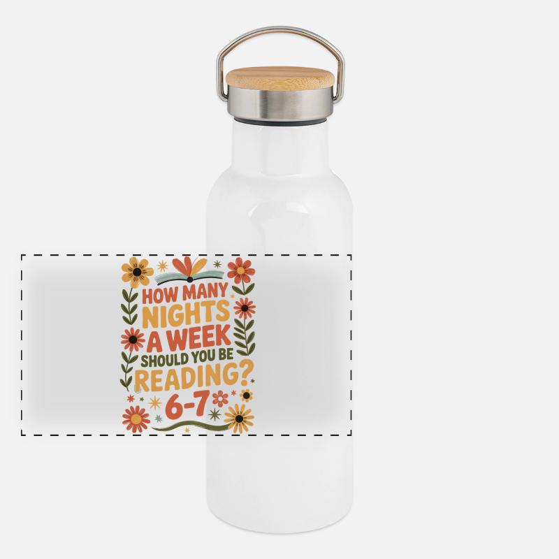 Lese-Motivation 6-7 Nächte Retro Blumen Panorama Thermosflasche mit Bambusdeckel