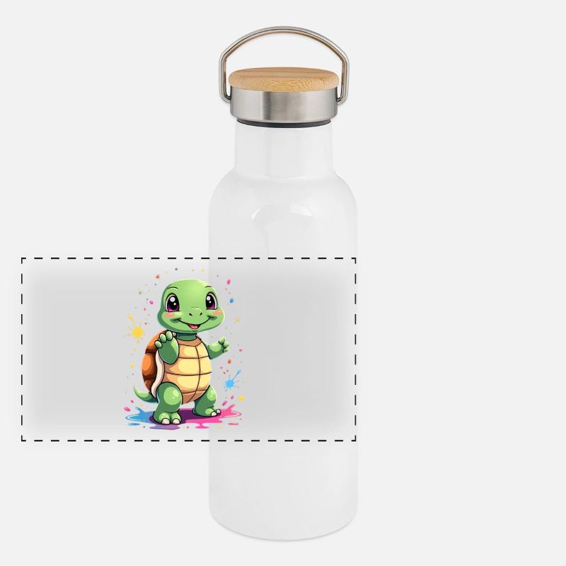 Turtle Paint Splash Fun Panoramic Thermal Bottle with Bamboo Lid