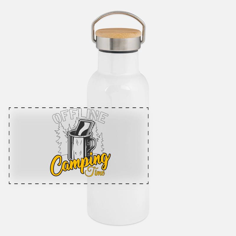 Camping Gourde isotherme avec bouchon en bambou