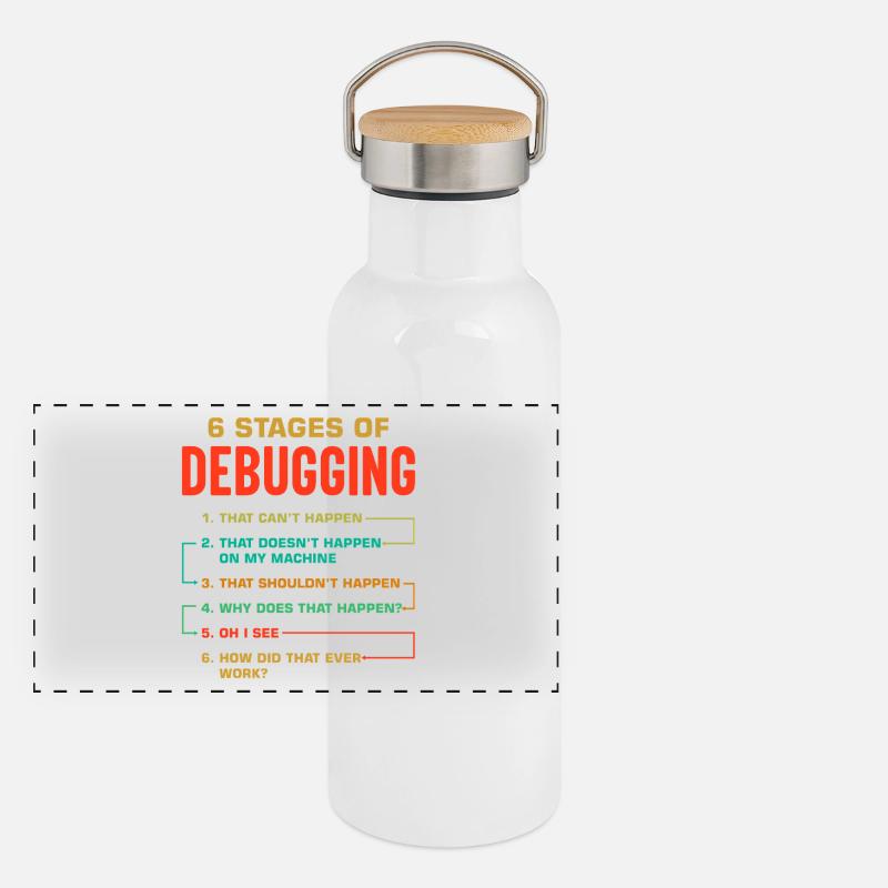 6 Stufen des Debuggings Panorama Thermosflasche mit Bambusdeckel