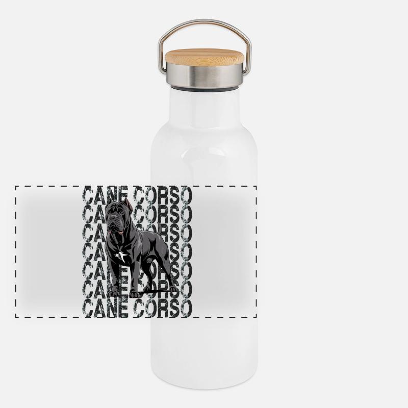 Cane Corso Liebhaber Design Panorama Thermosflasche mit Bambusdeckel