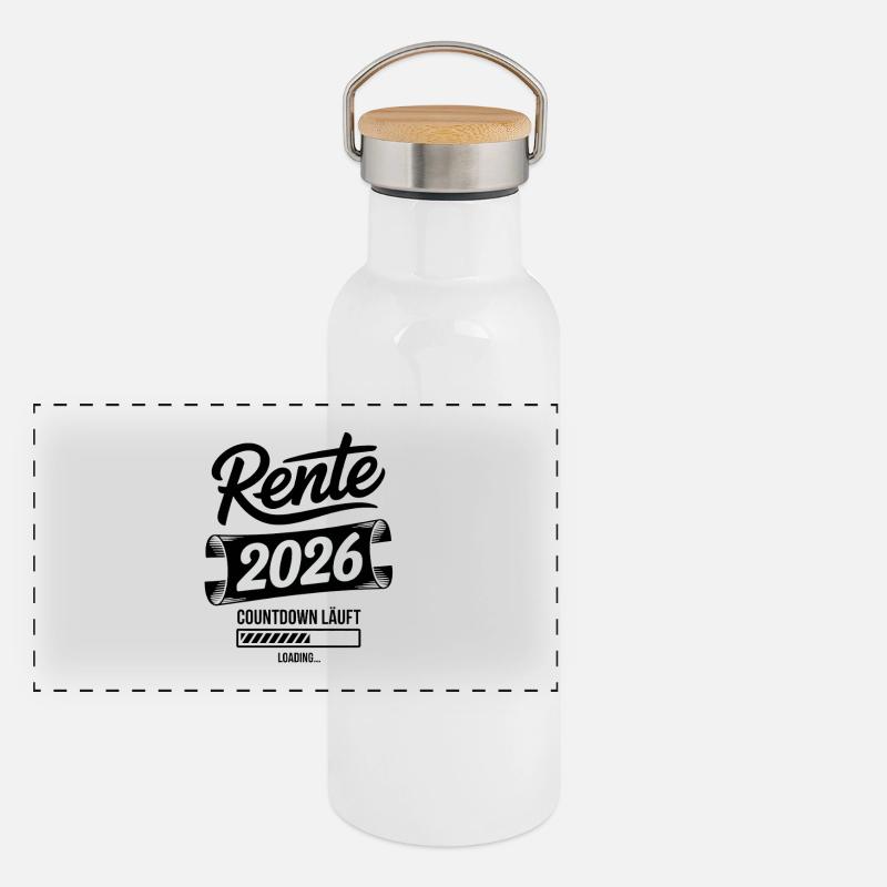 Tableau du compte à rebours des pensions 2026 Gourde isotherme avec bouchon en bambou