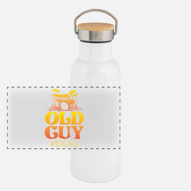 Old Man Rocks Drums Panoramic Thermal Bottle with Bamboo Lid