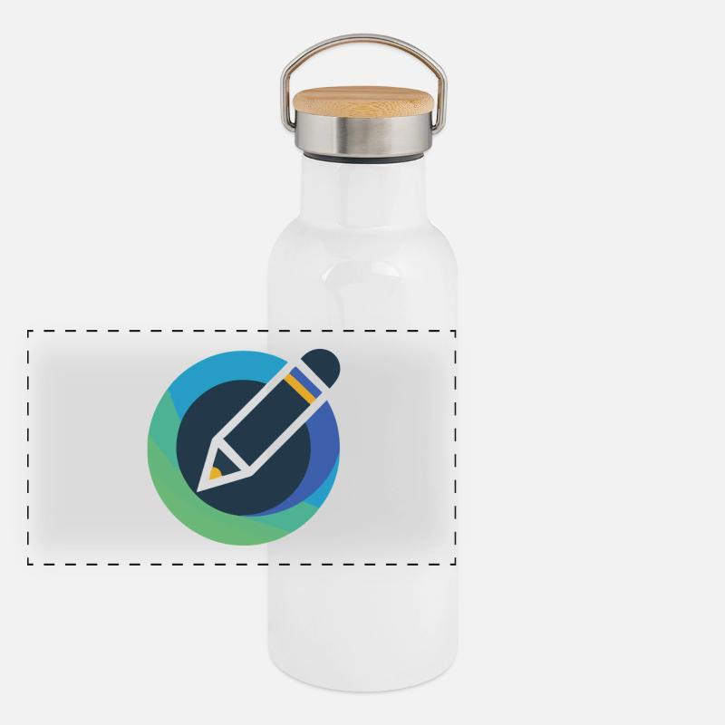 Abstract Circle Pencil Emblem Panoramic Thermal Bottle with Bamboo Lid