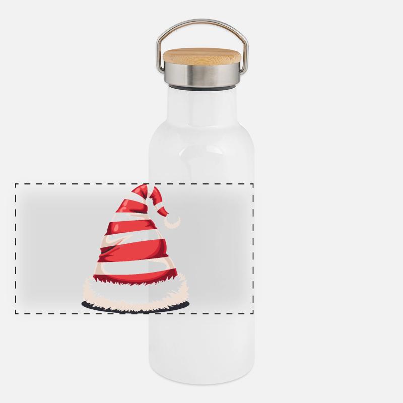 Candy Stripe Santa Hat Panoramic Thermal Bottle with Bamboo Lid