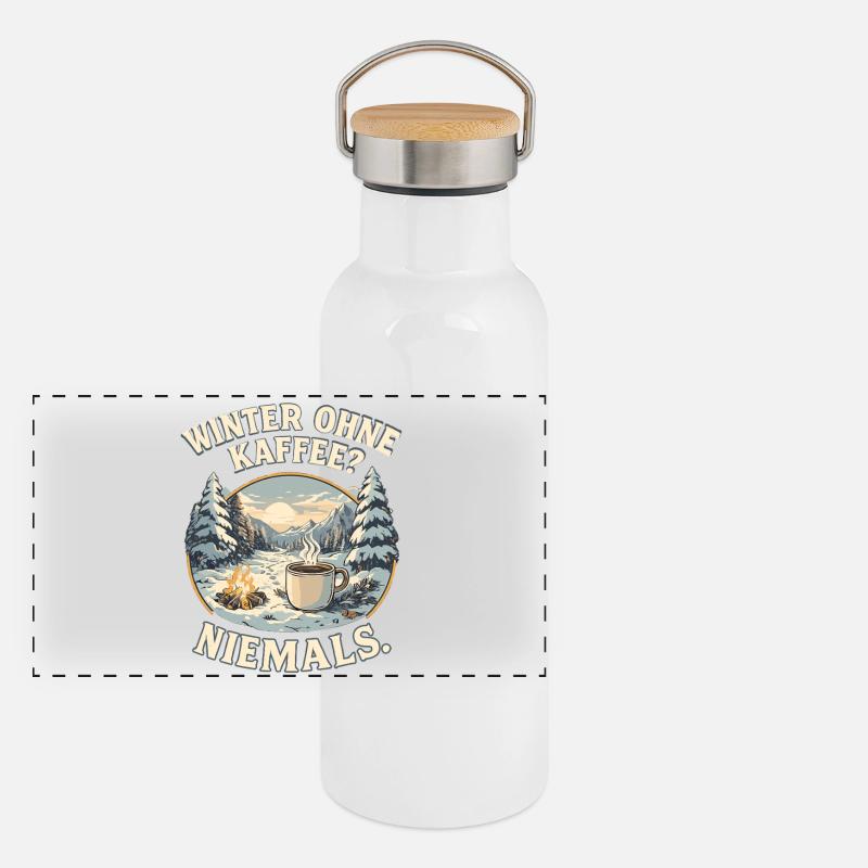 L’hiver sans café ? Jamais. Gourde isotherme avec bouchon en bambou