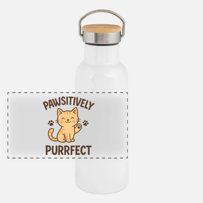 Conception Pathsitively Purrfect Cat Gourde isotherme avec bouchon en bambou