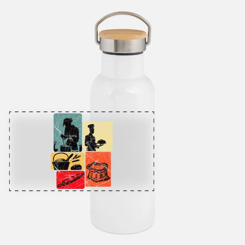 Cooking Studio Popart Collage Panoramic Thermal Bottle with Bamboo Lid