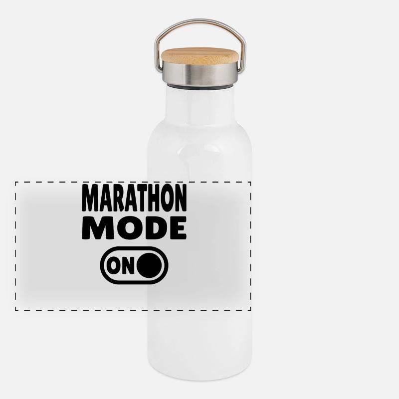 Marathon Mode On – Laufen mit Leidenschaft Panorama Thermosflasche mit Bambusdeckel