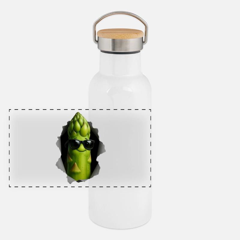 Spargel Panorama Thermosflasche mit Bambusdeckel