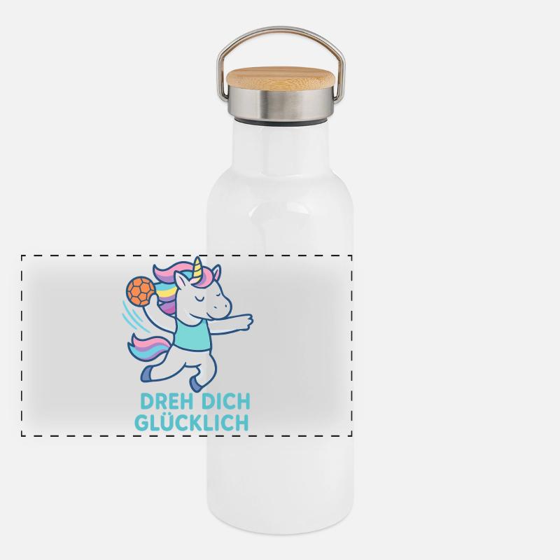 Unicorn Handball Spin Yourself Happy, Trick Throw Panoramic Thermal Bottle with Bamboo Lid
