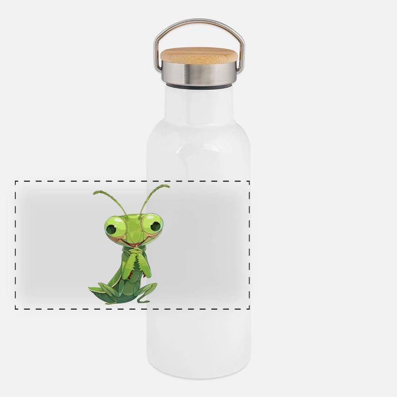 Gottesanbeterinnen Gottesanbeterin Panorama Thermosflasche mit Bambusdeckel