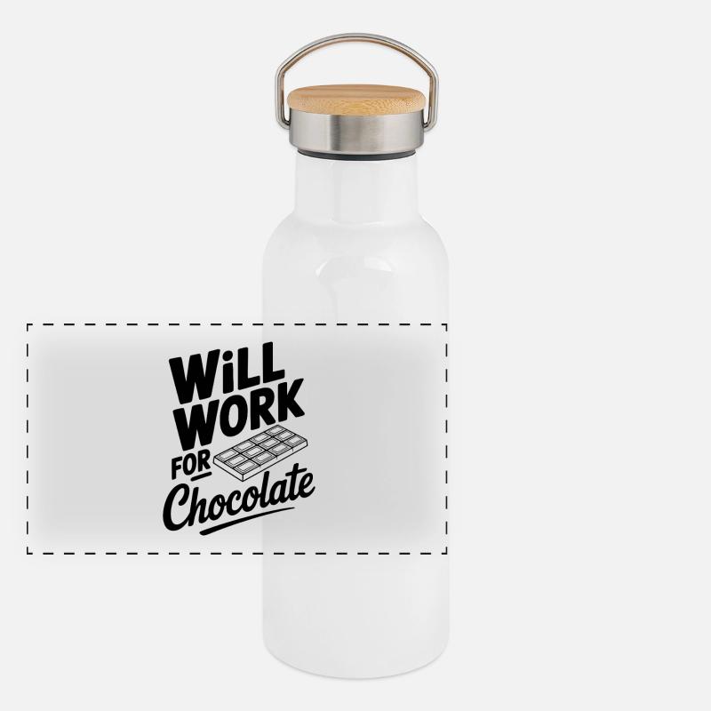 Will Work for Chocolate Panoramic Thermal Bottle with Bamboo Lid