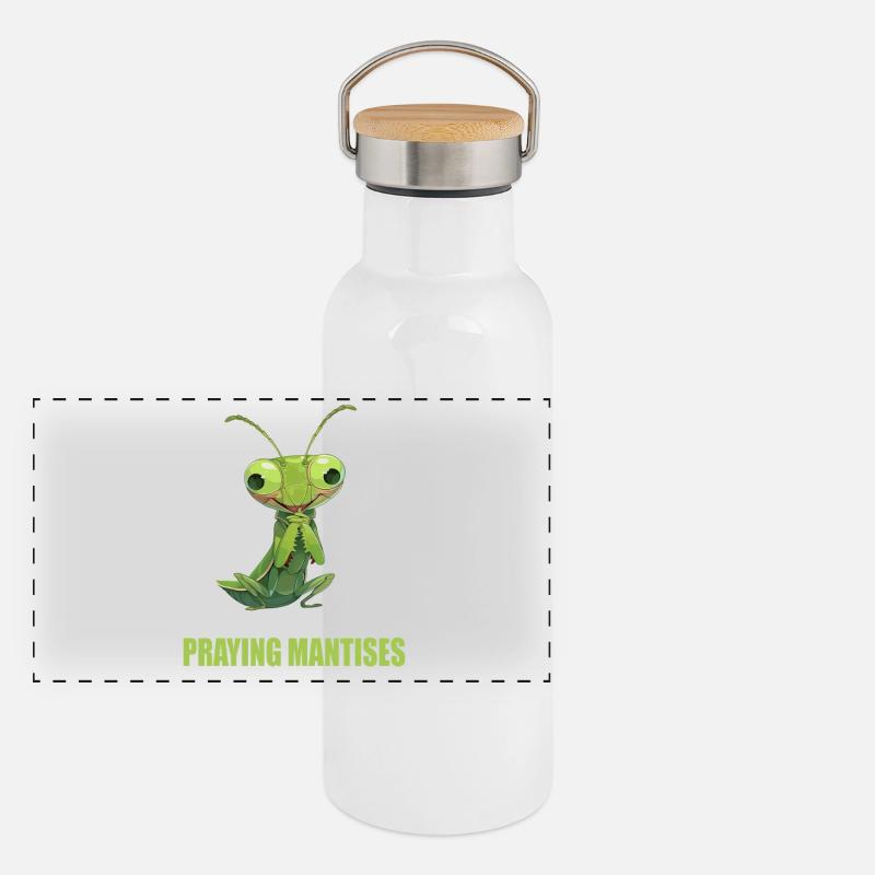 Praying mantises Praying mantis Panoramic Thermal Bottle with Bamboo Lid