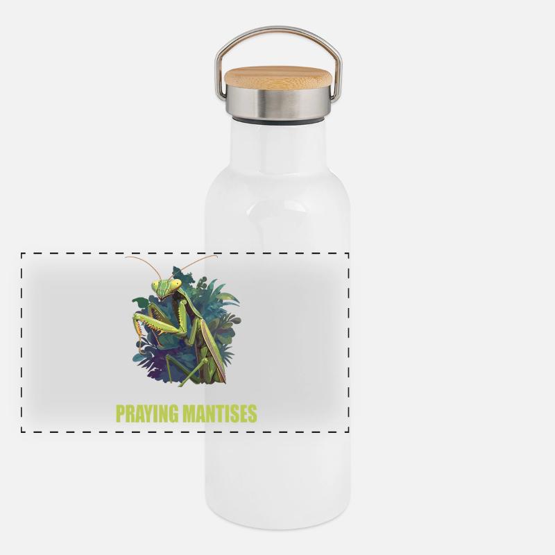 Praying mantises Praying mantis Panoramic Thermal Bottle with Bamboo Lid