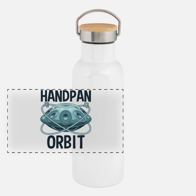 Handpan Orbit Panorama Thermosflasche mit Bambusdeckel