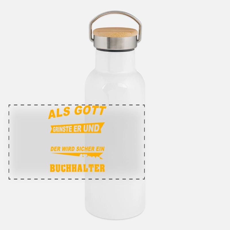 Buchhalter Sprüche Panorama Thermosflasche mit Bambusdeckel