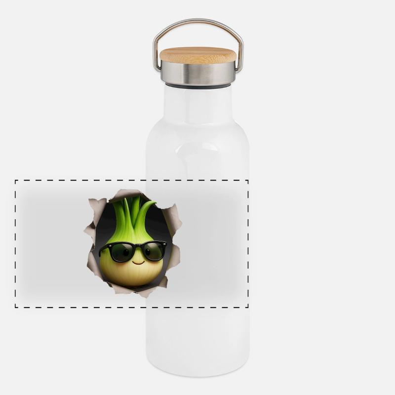 Oignons verts Gourde isotherme avec bouchon en bambou