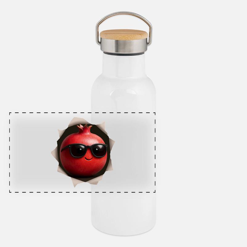 Pomegranate Granatapfel Panorama Thermosflasche mit Bambusdeckel