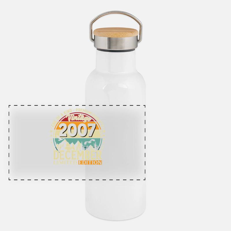 18e anniversaire Millésime de décembre 2007 Gourde isotherme avec bouchon en bambou