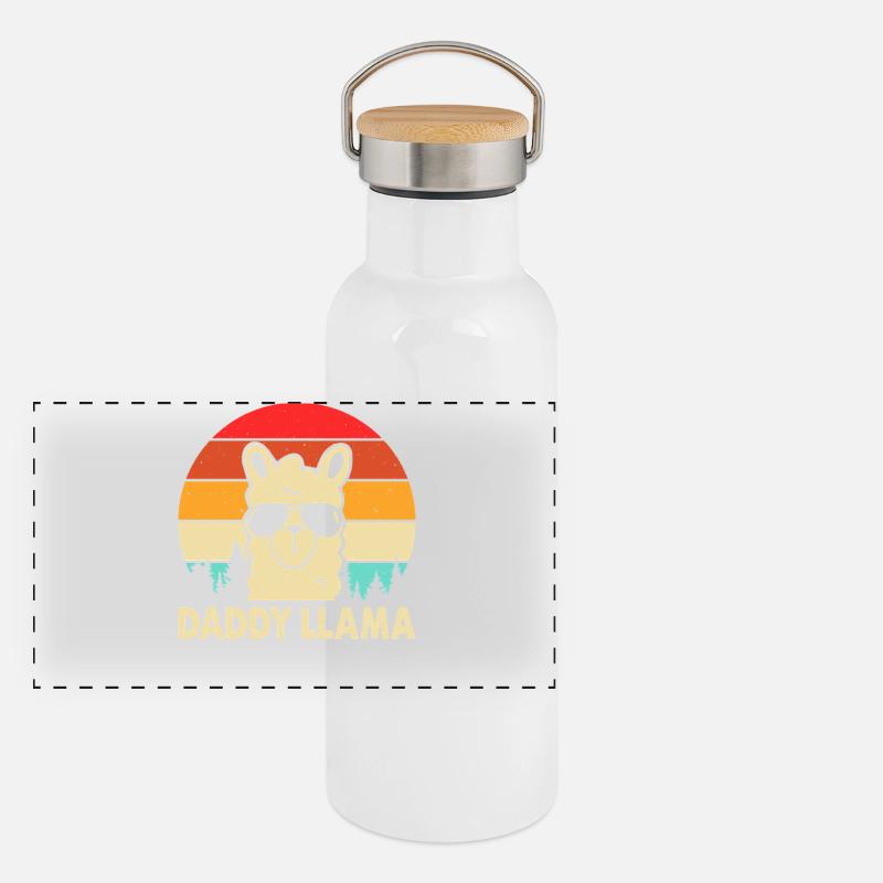 Daddy Llama Panorama Thermosflasche mit Bambusdeckel
