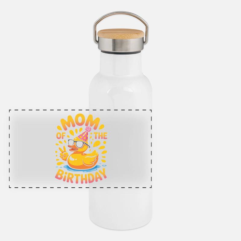 Mutter der Geburtstagsente Panorama Thermosflasche mit Bambusdeckel
