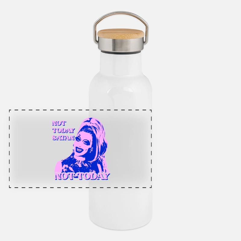 Not Today Satan Pop Art Panoramic Thermal Bottle with Bamboo Lid