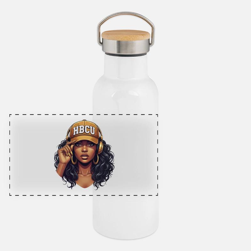 HBCU – African Roots Black Excellence Pride Gourde isotherme avec bouchon en bambou