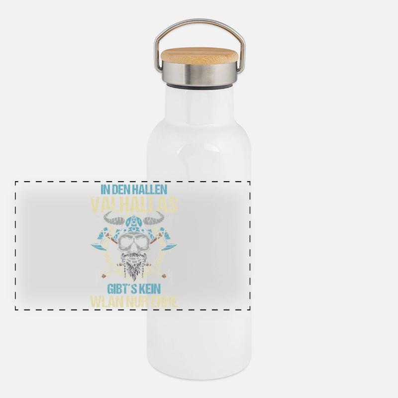 Mittelalter Schildwall Mittelaltermarkt Wikinger Panorama Thermosflasche mit Bambusdeckel