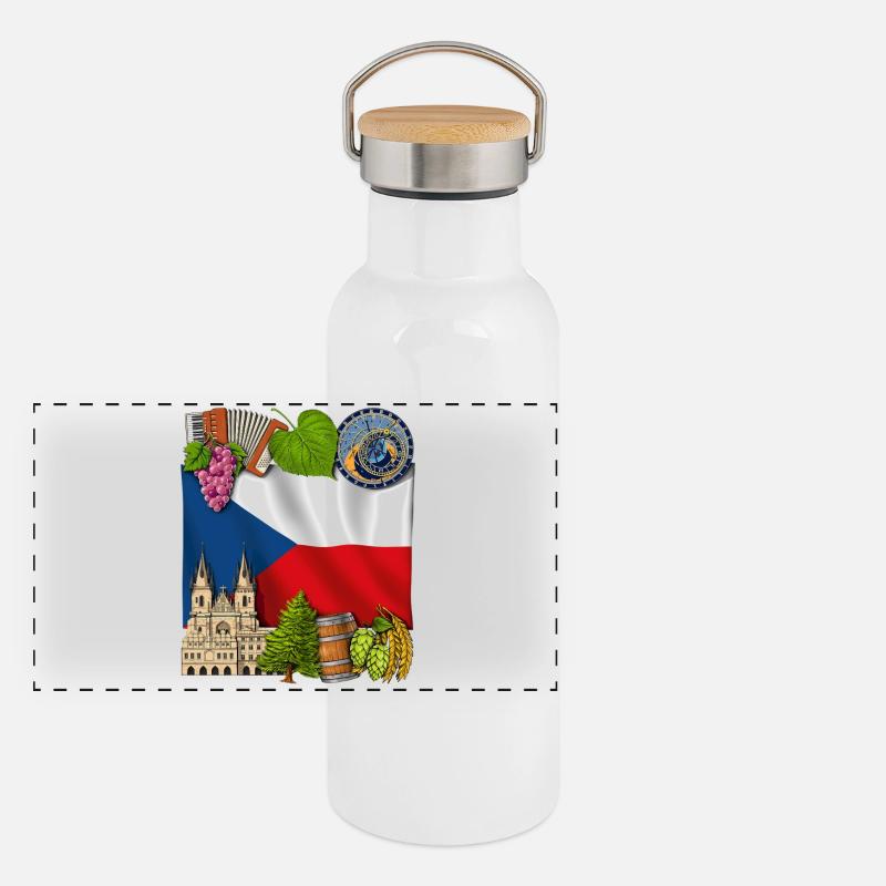 Panorama Thermosflasche mit Bambusdeckel