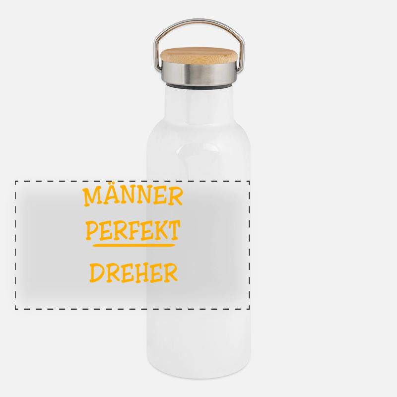 Dreher Sprüche Panorama Thermosflasche mit Bambusdeckel